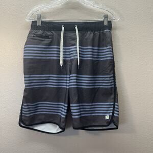 Vuori Men Size Small Banks Athletic Performance Shorts 10" Striped‎ Blue Stretch